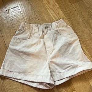 beige/khaki scrunched H&M shorts. Adorable, size XS.